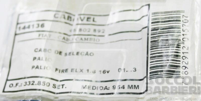 CABO CÂMBIO SELEÇÃO MARCHAS  FIAT PALIO 1996/2000 - PALIO 1.6 16V 2001/2003 - 954MM