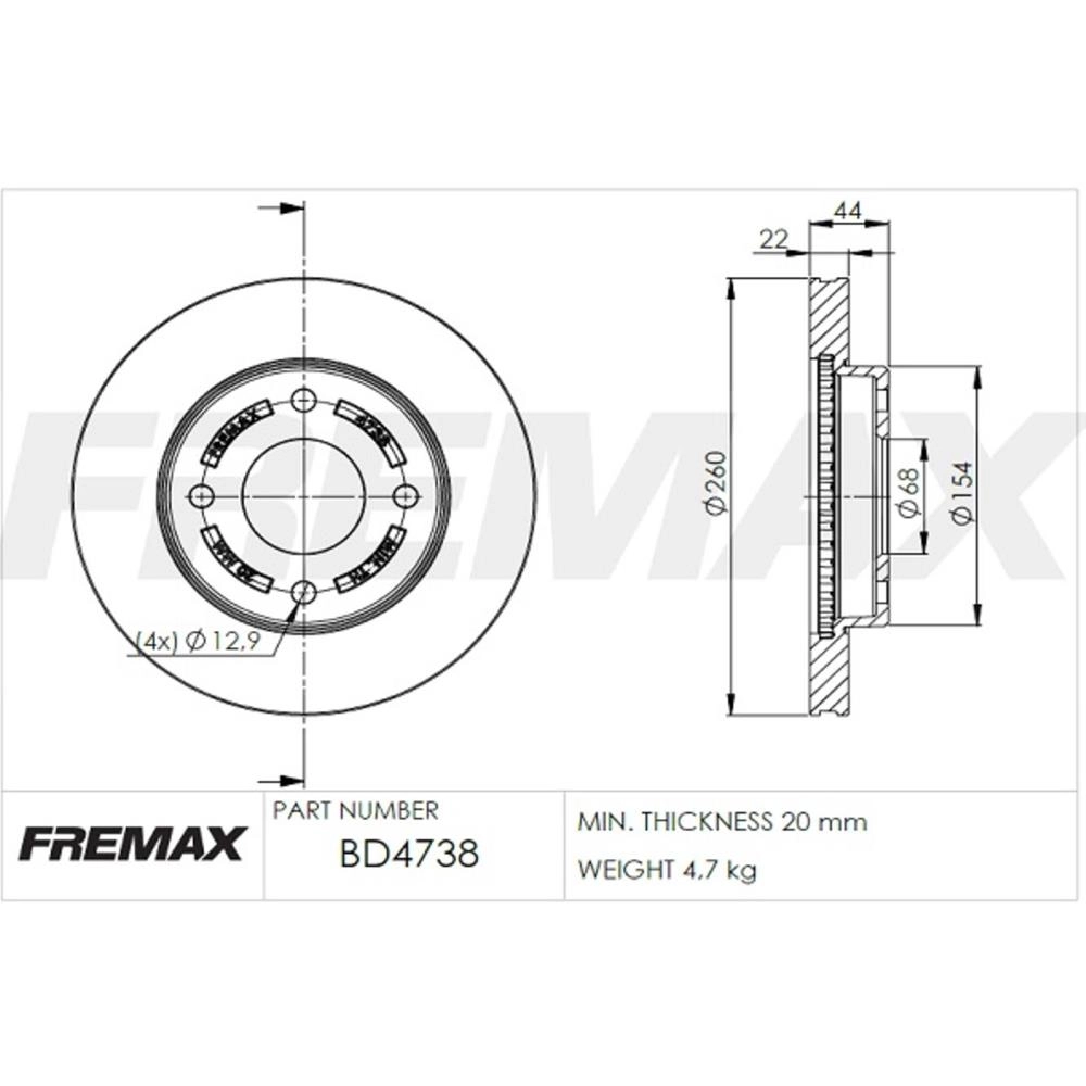 DISCO FREIO DIANTEIRO VENTILADO 260MM 4 FUROS NISSAN LIVINA 09/14 GRAND TIIDA 08/13 F