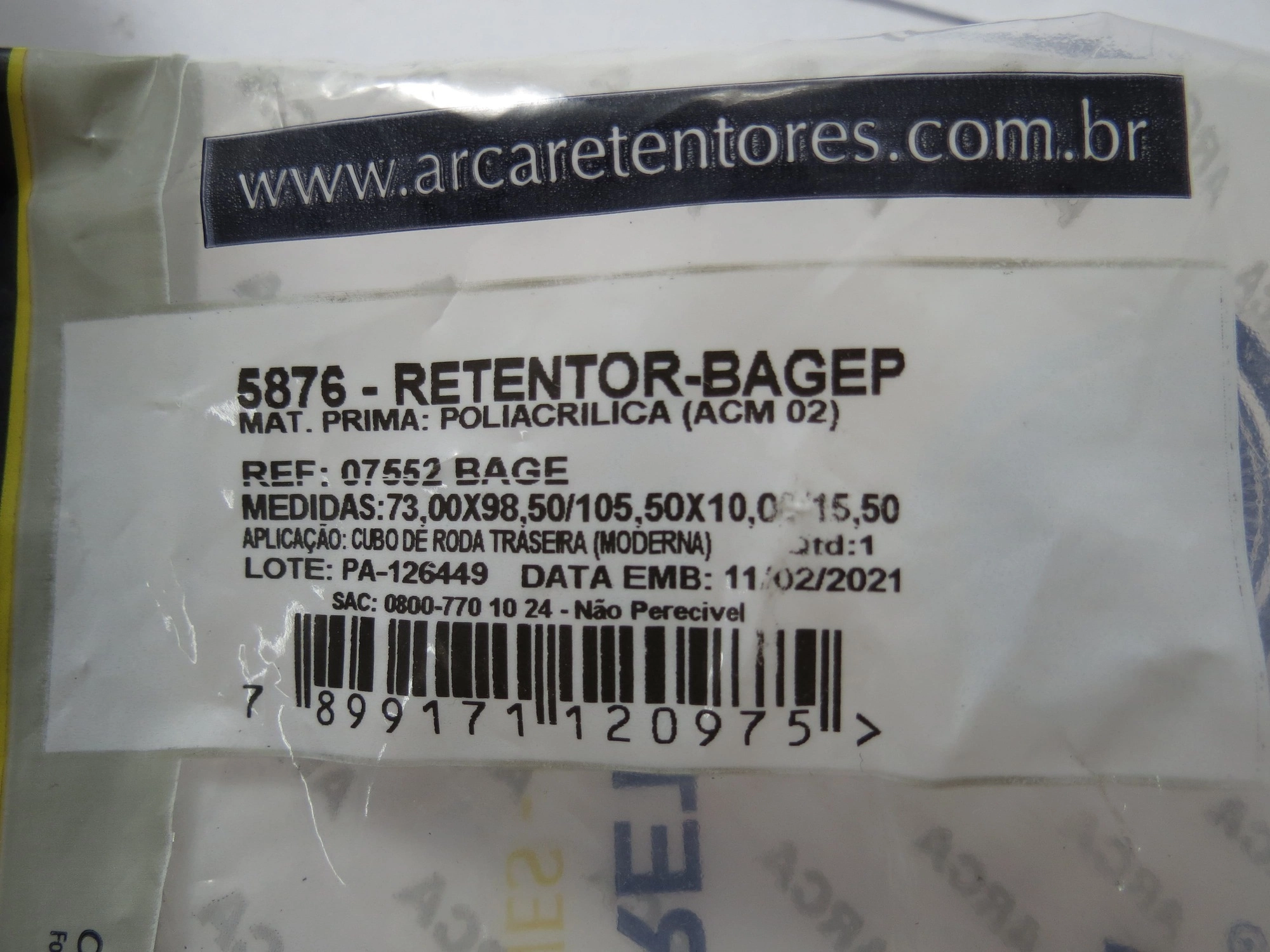 RETENTOR CUBO RODA TRASEIRA 73X98,50X10MM FORD F-250/350 99/