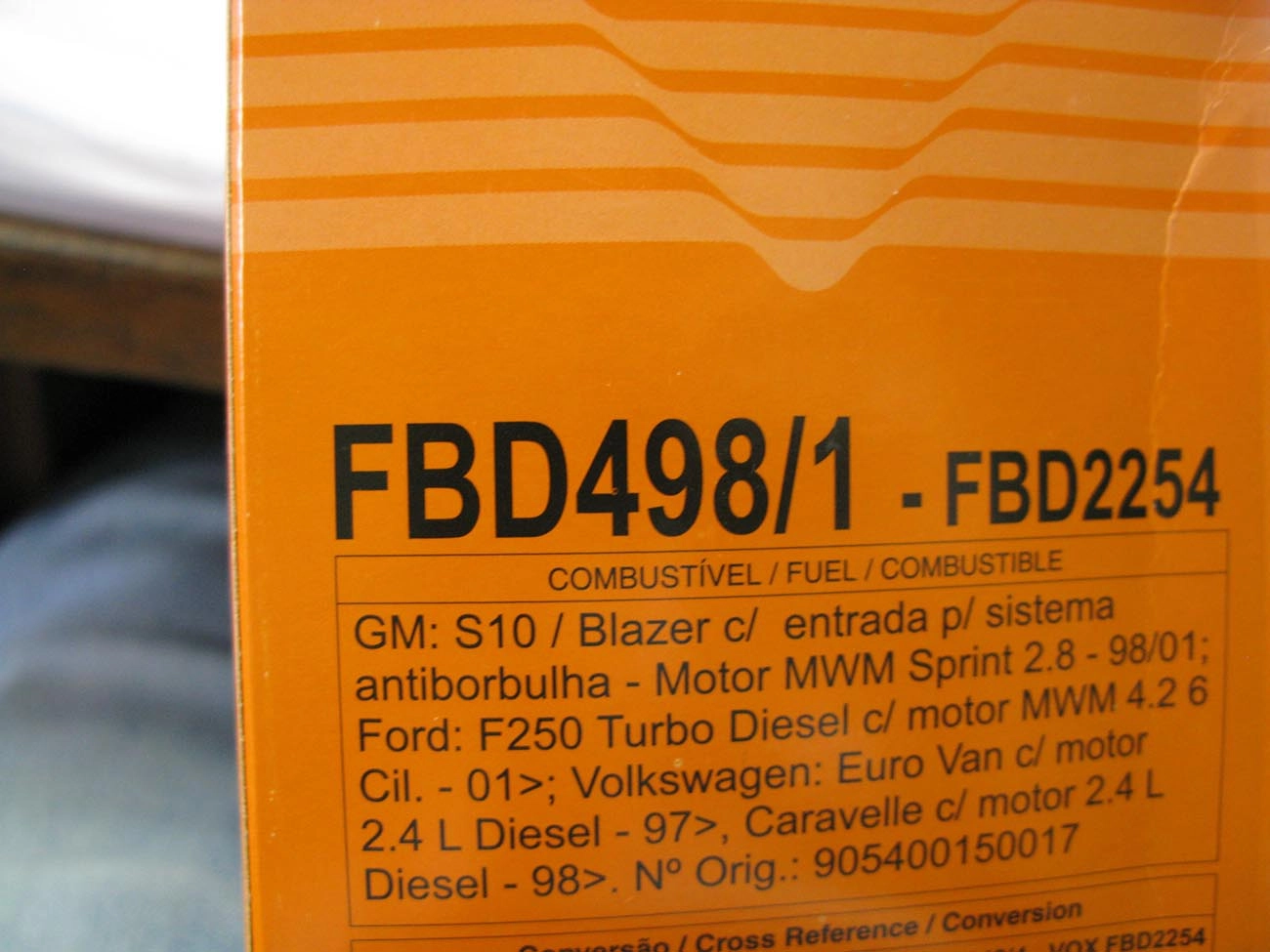 FILTRO COMBUSTÍVEL COMBUSTIVEL GM S-10/BLAZER 2.8 FORD F-250 99/ F-4000 MWM 4.3 96/
