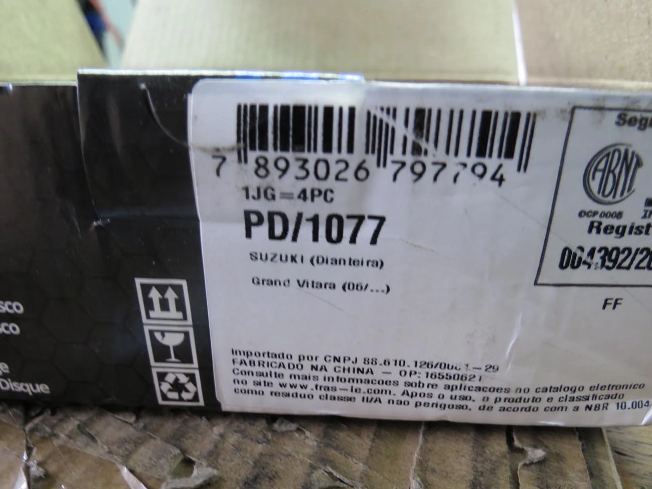 PASTILHA DE FREIO DIANTEIRA SUZUKI VITARA/GRAND VITARA 2006/