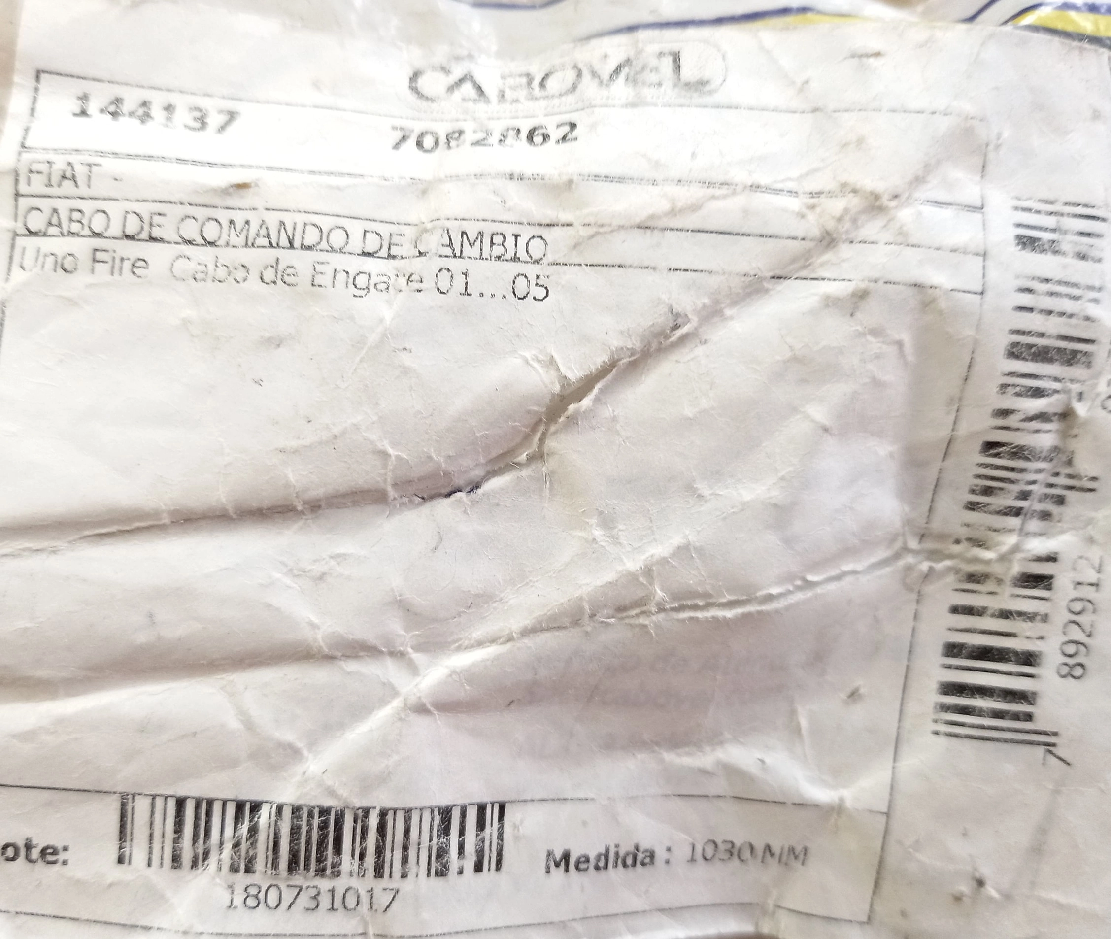 CABO CÂMBIO ENGATE MARCHAS FIAT UNO 2001/2005 FIRE - 1030MM