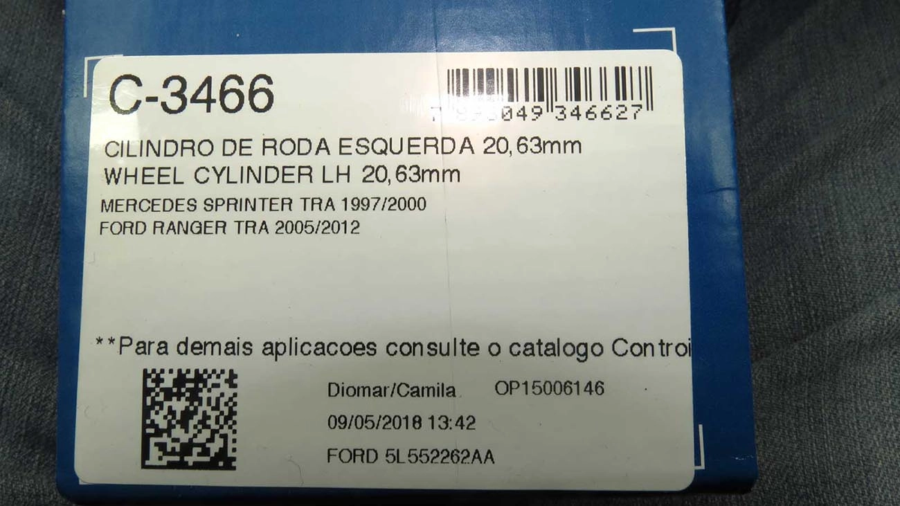 CILINDRO RODA FREIO TRASEIRO LADO ESQUERDO TRASEIRA ESQUERDA MB SPRINTER 97/00 13/16 FORD RANGER 01/12 20,63MM