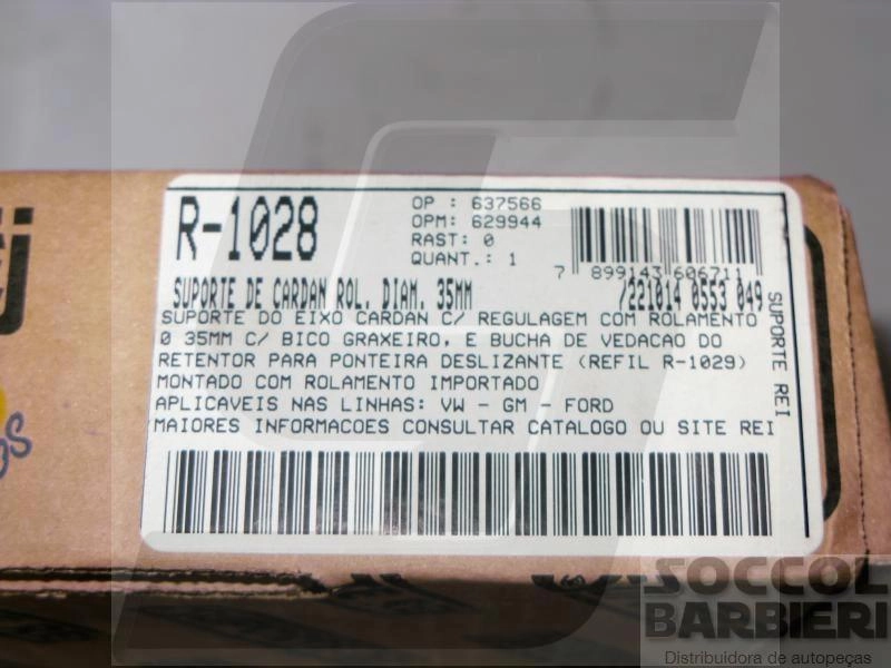 SUPORTE DO CARDAN FORD F-1000/4000 - VW 8.100 - COM ROLAMENTO 35MM IMPORTADO