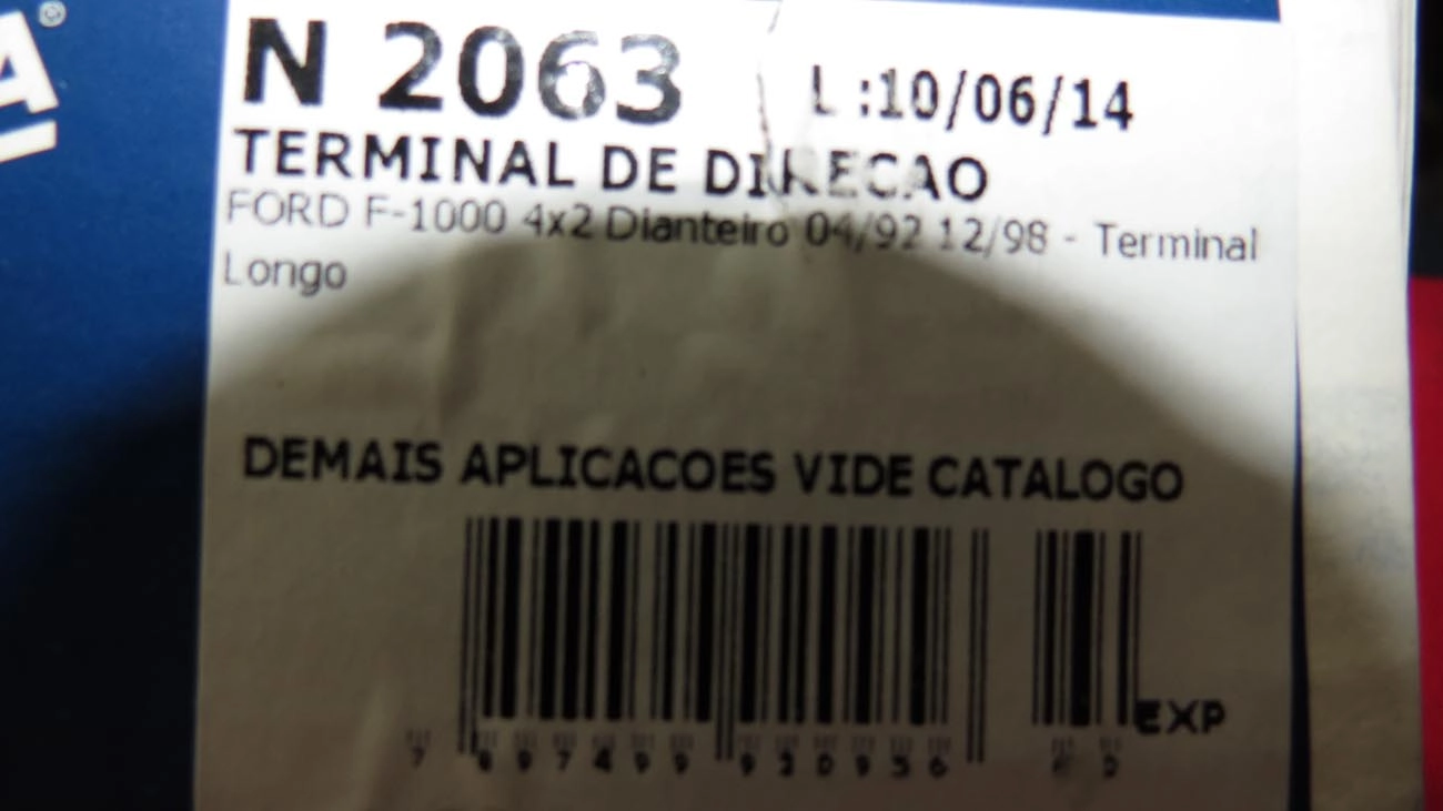 TERMINAL DIREÇÃO ESQUERDO CURTO FORD F-1000/F-1000 92/98 - ROSCA DIREITA - 245MM - 1" X16