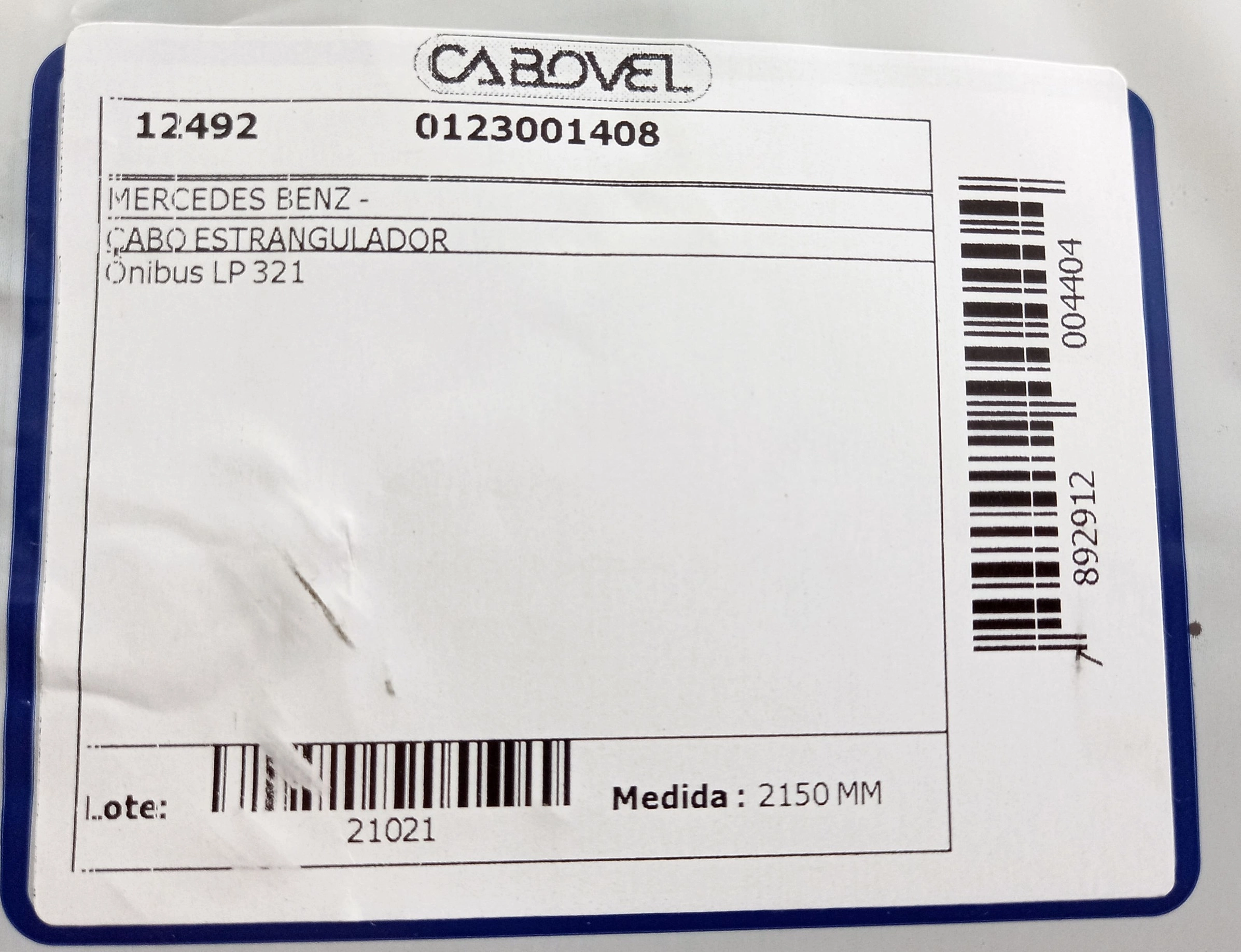 CABO ESTRANGULADOR 2150MM MB ONIBUS LP 321
