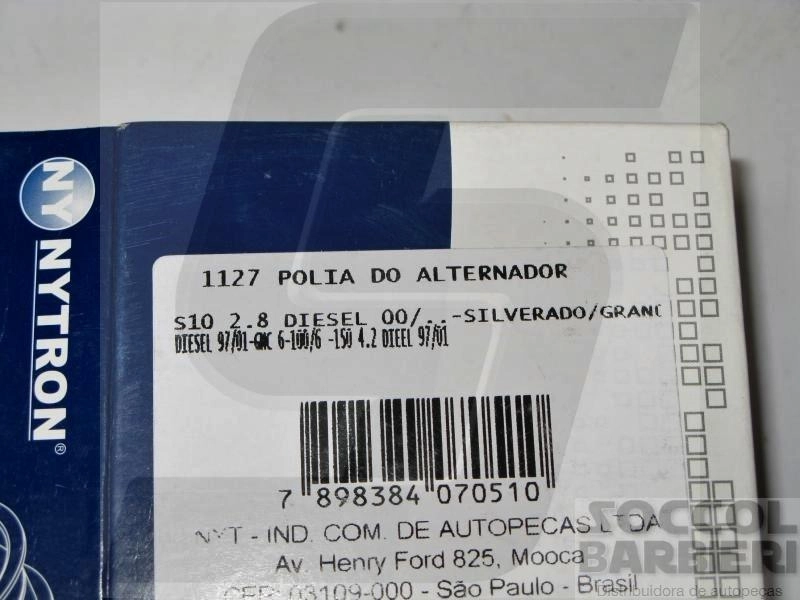 POLIA CORREIA ALTERNADOR GM S-10/BLAZER 2.8 00/ - SILVERADO/GRAND BLAZER 4.2 MWM - 10,30X80,40X31MM