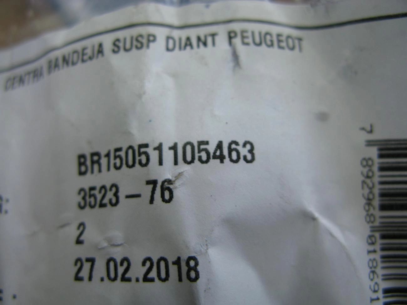 BUCHA DIANTEIRA BANDEJA DIANTEIRA CITROEN C4 05/13 - PICASSO 08/19 - PEUGEOT 307 03/
