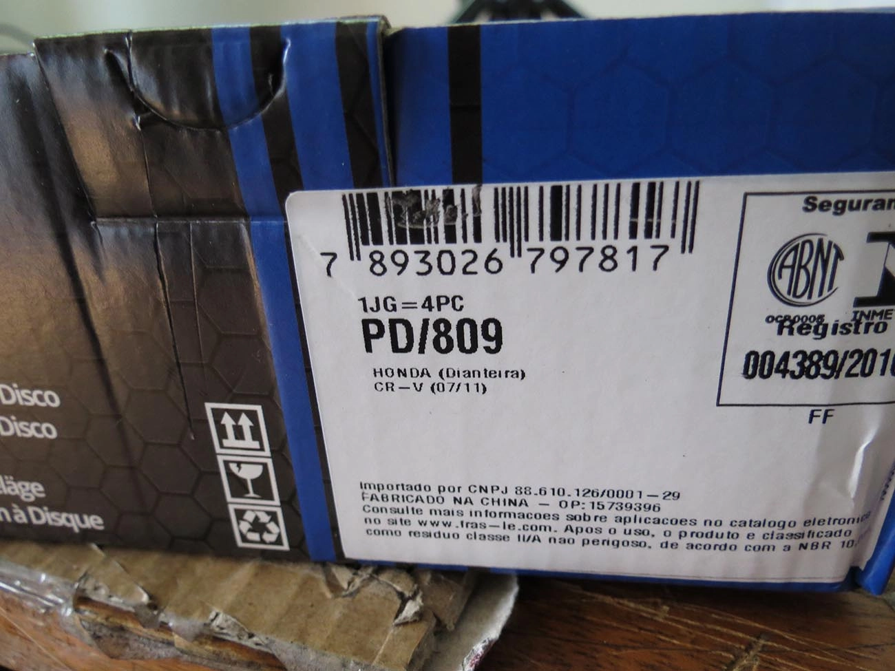 PASTILHA DE FREIO DIANTEIRA HONDA CR-V 05/11 - GWM HYAVAL 1.5 16V 22/22