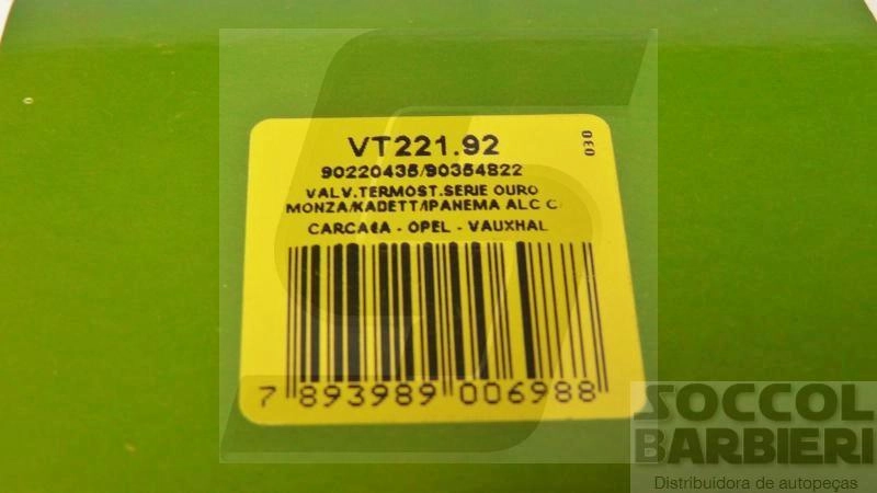 VÁLVULA TERMOSTÁTICA COM FLANGE GM MONZA/KADETT/IPANEMA 07.86/91 - ALCOOL/GASOLINA