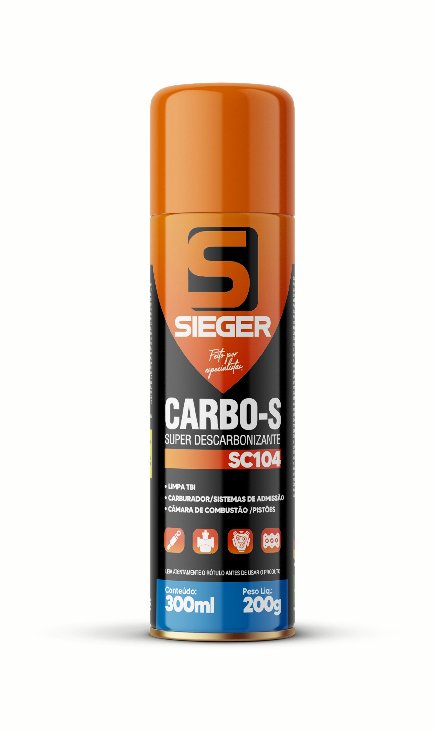 SC104 DESCARBONIZANTE CARBO-S INJEÇÃO ELETRÔNICA E CARBURADORES - SPRAY 300ML SIEGER