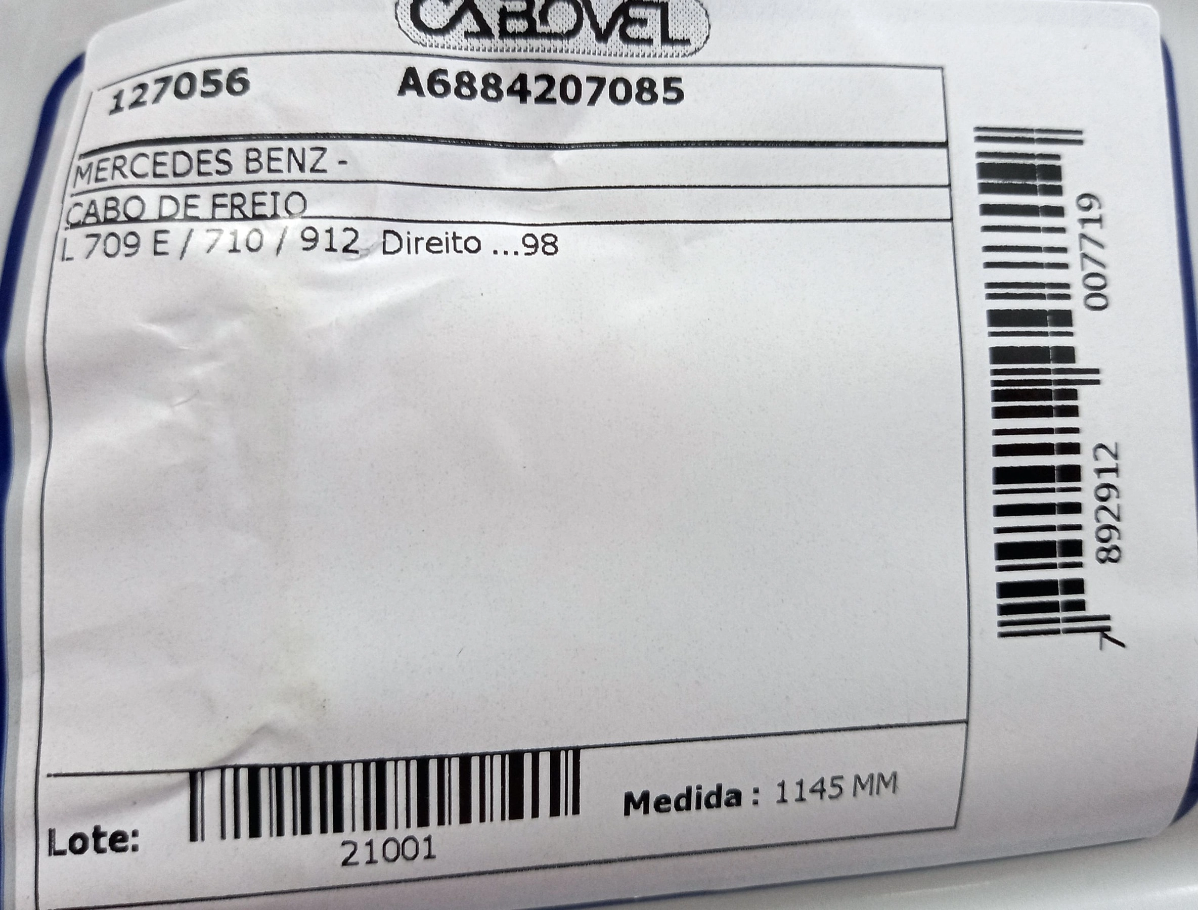 CABO FREIO MB 709 E/710/912 - DIREITO/98 1145MM