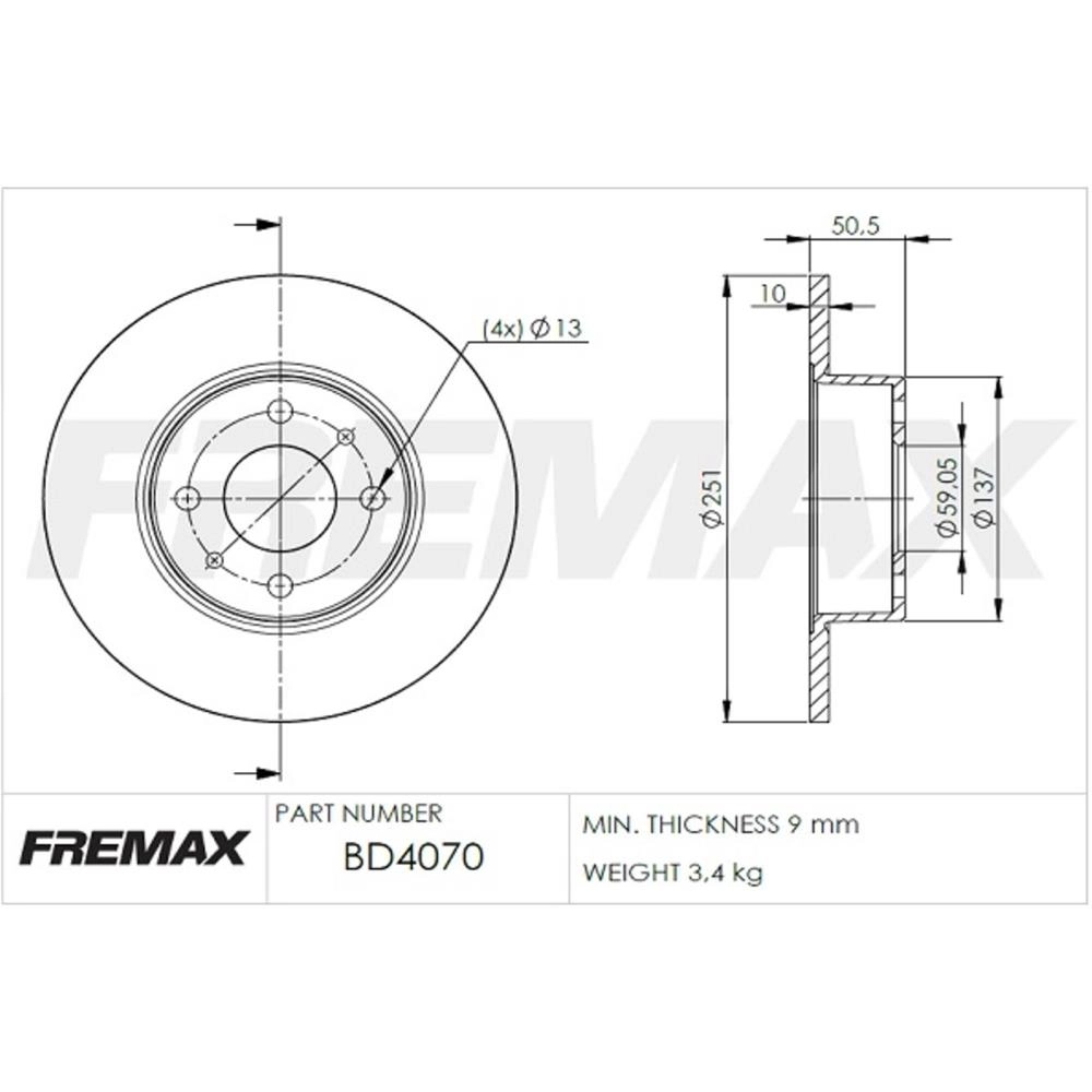DISCO FREIO TRASEIRO SÓLIDO 251MM FIAT STILO 02/ TEMPRA 16V 95/99 TURBO SOLIDO