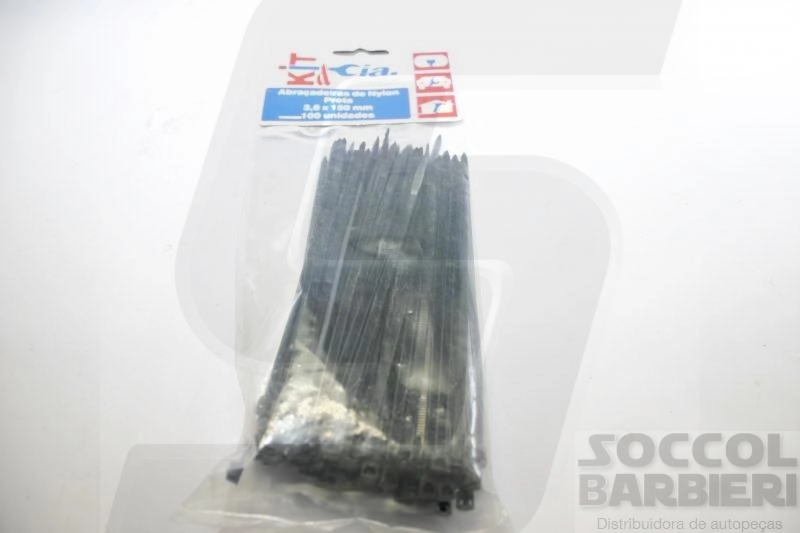 ABRAÇADEIRA NYLON/CINTA PLÁSTICA PRETA 150 X 3,6MM PACOTE COM 100 PEÇAS
