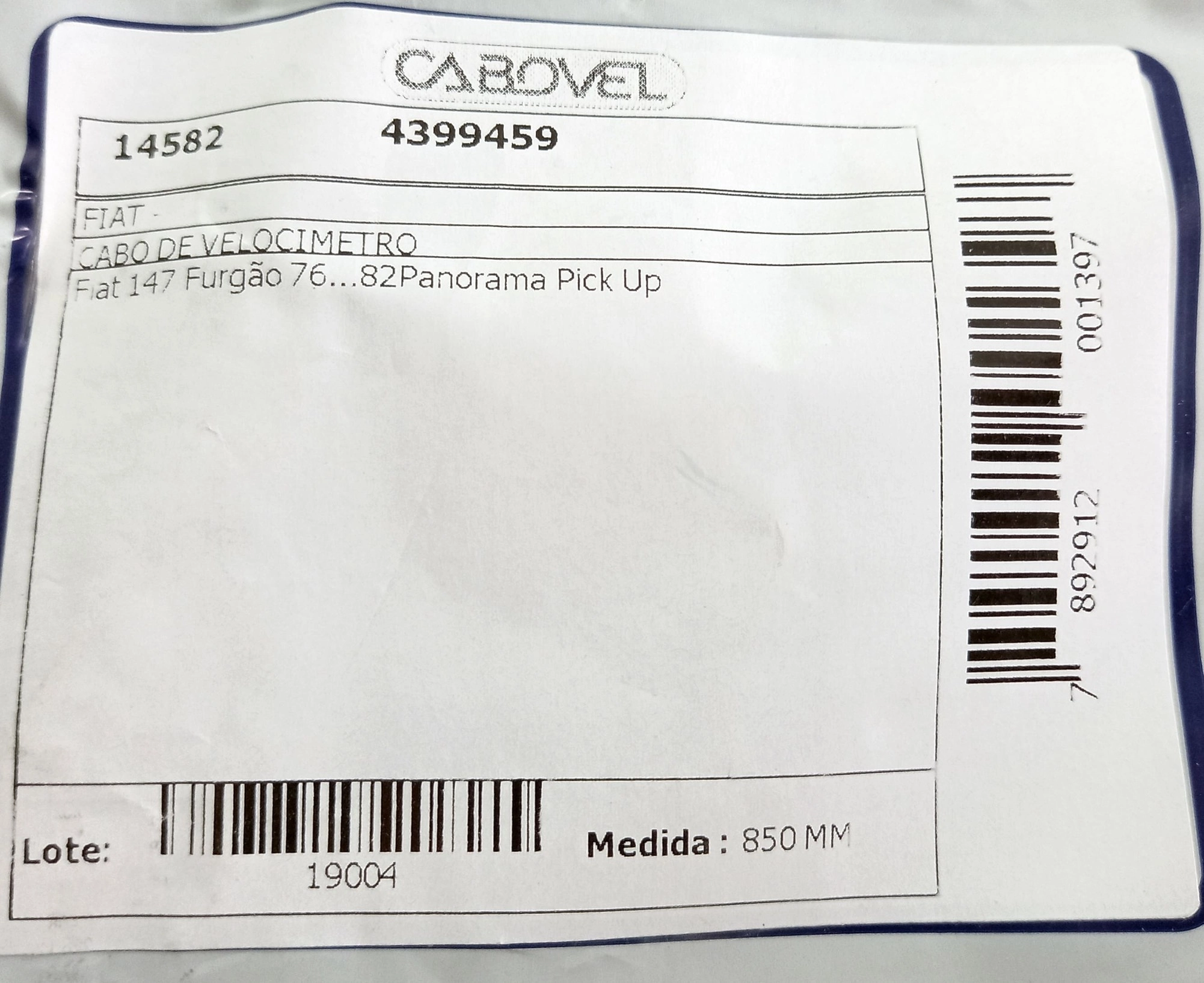 CABO VELOCIMETRO FIAT 147/OGGI/PANORAMA/FIORINO 147 76/82 850MM