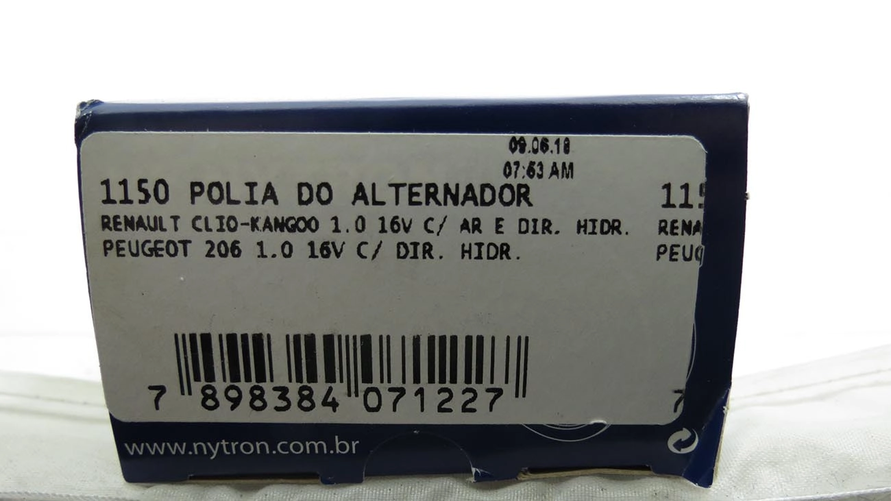 POLIA CORREIA ALTERNADOR PEUGEOT 206 1.0 16V COM D/H - RENAULT CLIO / KANGOO 1.6 16V COM A/C E D/H