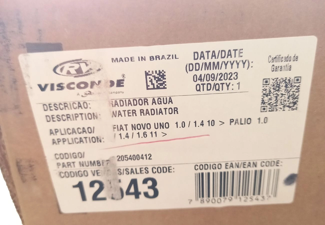 RADIADOR SISTEMA VALEO FIAT NOVO UNO/NOVO PALIO 1.0/1.4 10/ - GRAND SIENA 1.0/1.4 12/17 - 480X387X21
