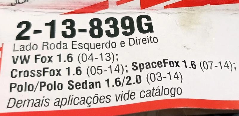 KIT REPARO HOMOCINÉTICA LADO RODA VW FOX/CROSSFOX 1.6 03/ - POLO 1.6/2.0 02/ - SPACEFOX - 25X88X124M
