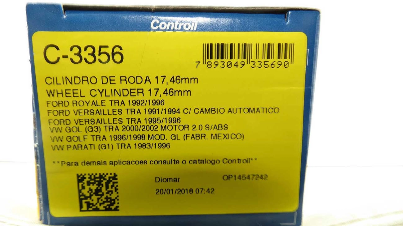 CILINDRO RODA FREIO TRASEIRO LADO DIREITO/LADO ESQUERDO TRASEIRA VW PARATI/QUANTUM TODOS SAVEIRO 87/97 SANTANA 95/ 11/16 17,46MM