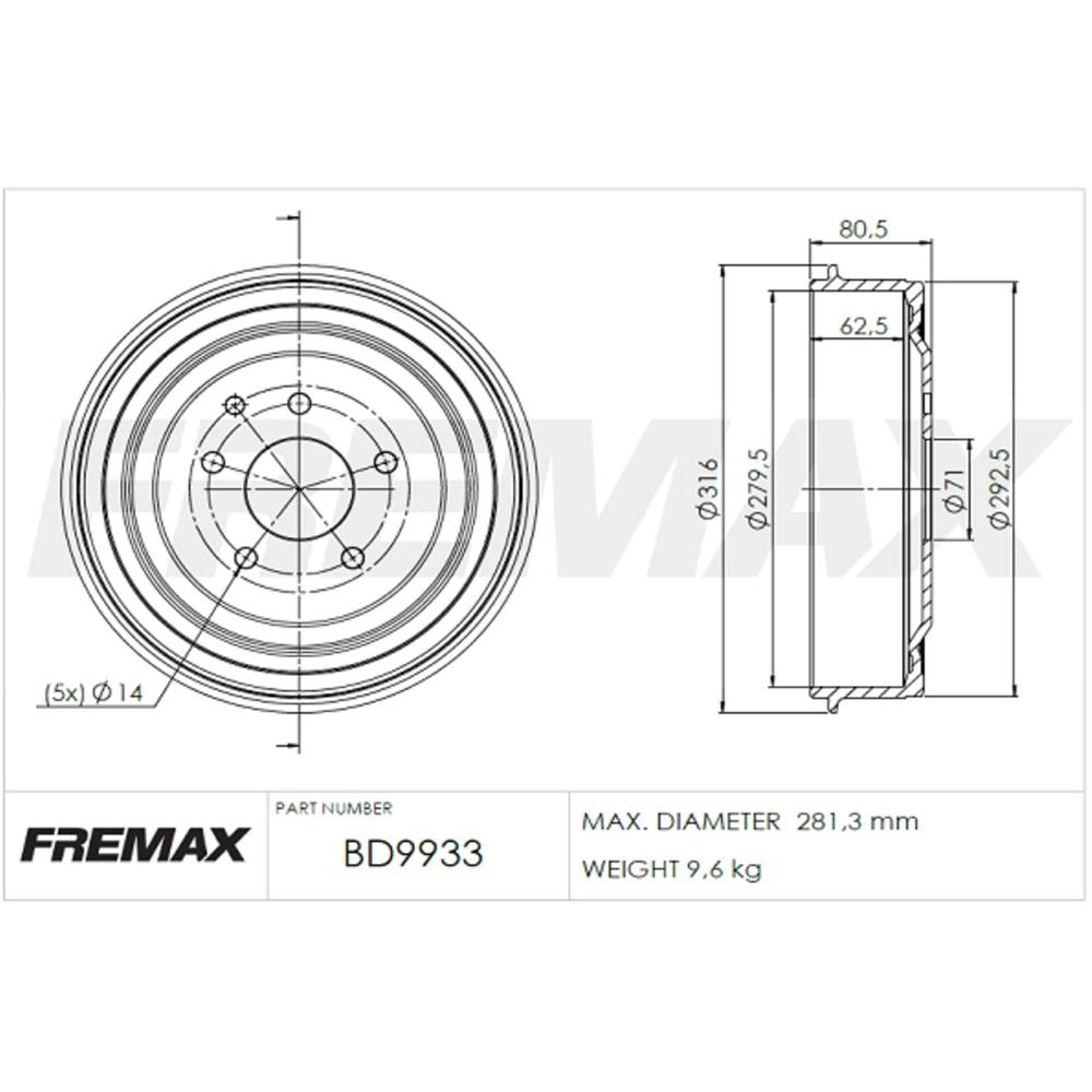 TAMBOR FREIO TRASEIRO 5 FUROS PISTA 63MM GM S-10/BLAZER 2.2/2.4 98/2011- USA SAPATA CB/132-CP