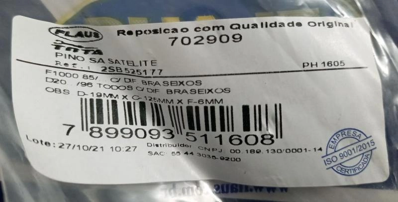 EIXO SATELITE DO DIFERENCIAL - FORD F-1000 85/...GM D-20 .../96 - BRASEIXOS