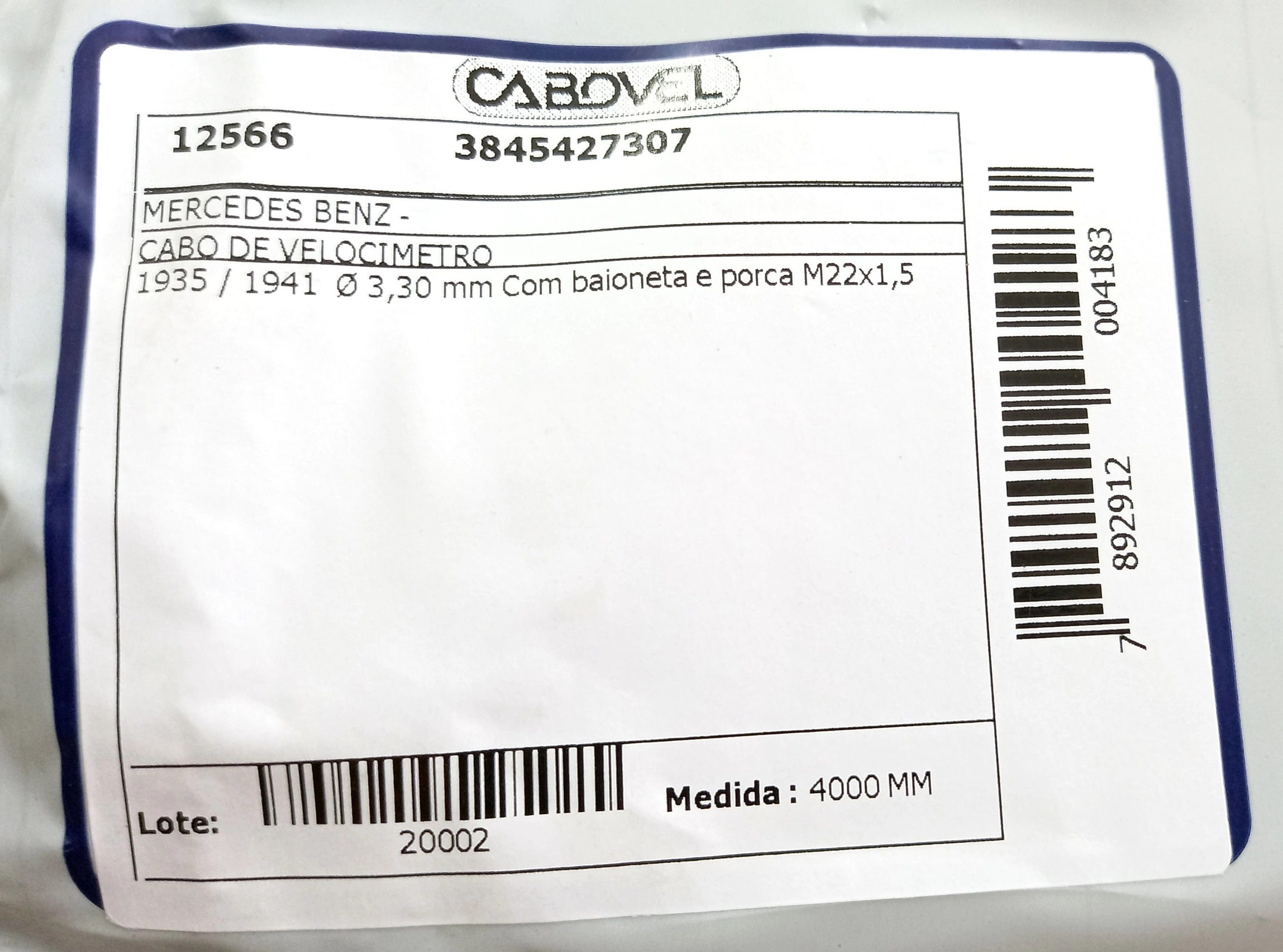 CABO VELOCIMETRO MB 1935/1941 4000MM