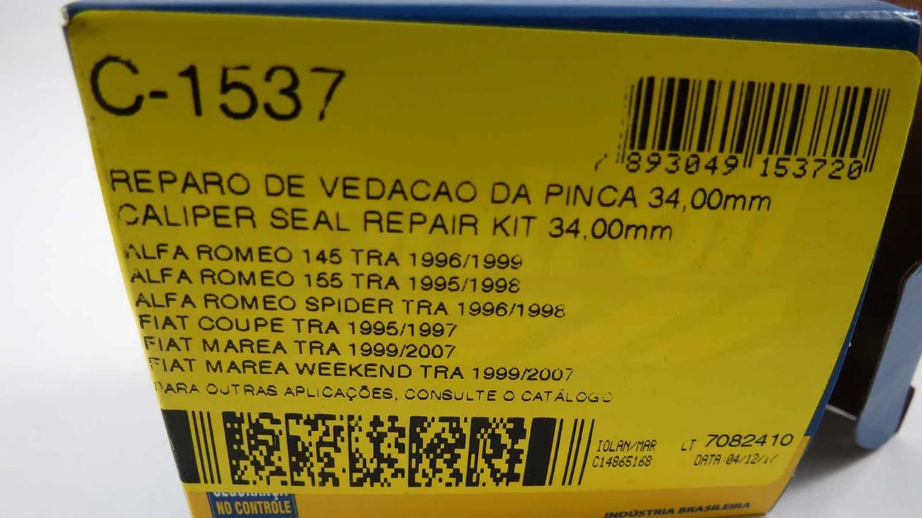 REPARO VEDAÇÃO PINÇA 34.00MM CILINDRO RODA GM MONZA/KADETT/IPANEMA 92/93 FREIO DISCO 34MM TRASEIRO