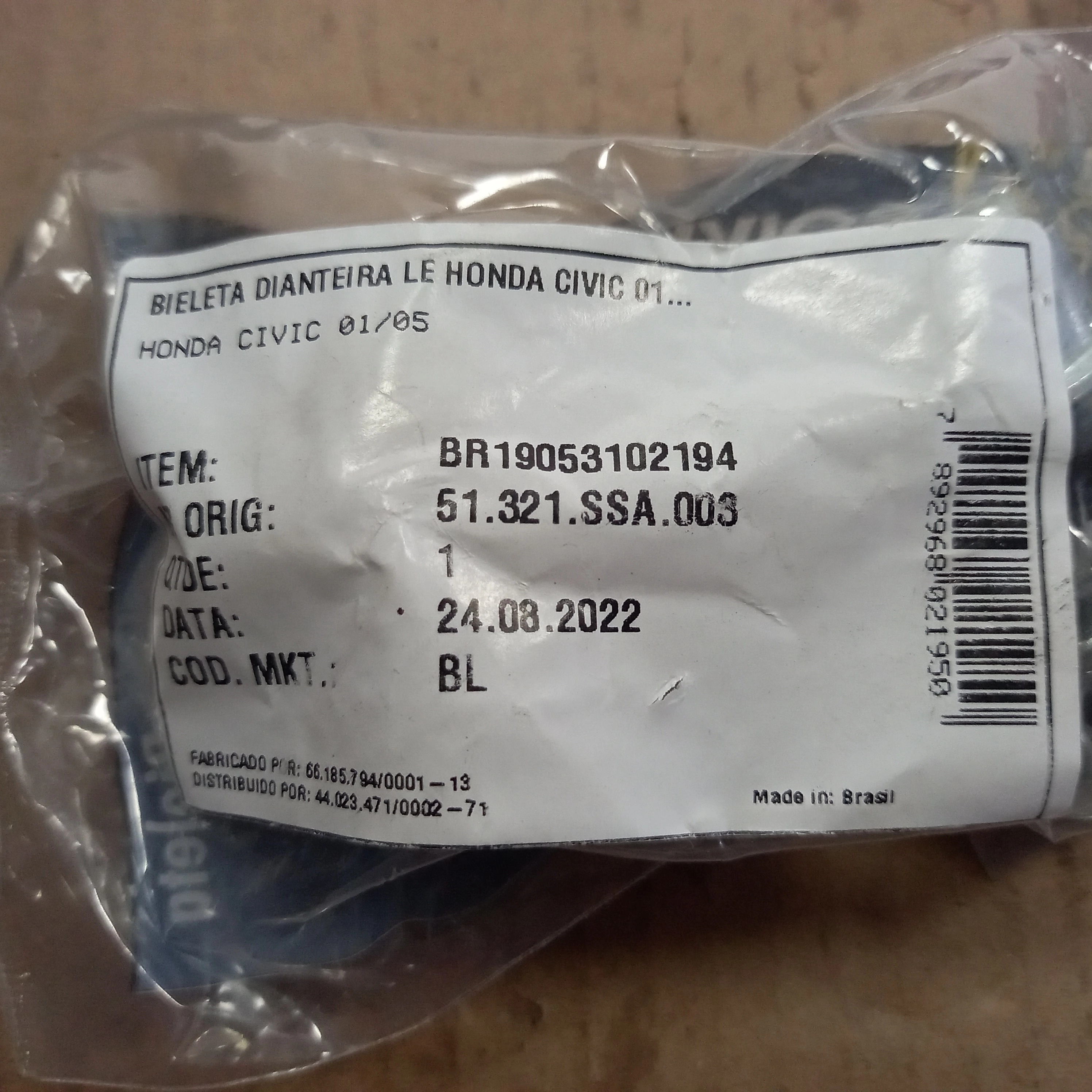 BIELETA DIANTEIRA ESQUERDA HONDA CIVIC 2001/2006