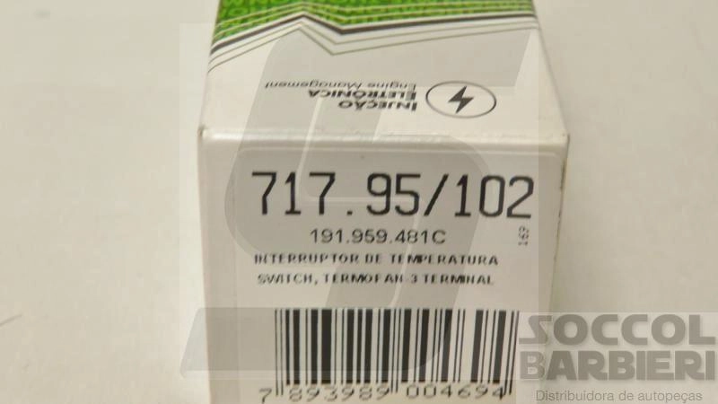 INTERRUPTOR TÉRMICO RADIADOR PARA ACIONAMENTO VENTILADOR VW GOL/SANTANA/LOGUS 2.0 COM AR CONDICIONADO 3 PINOS