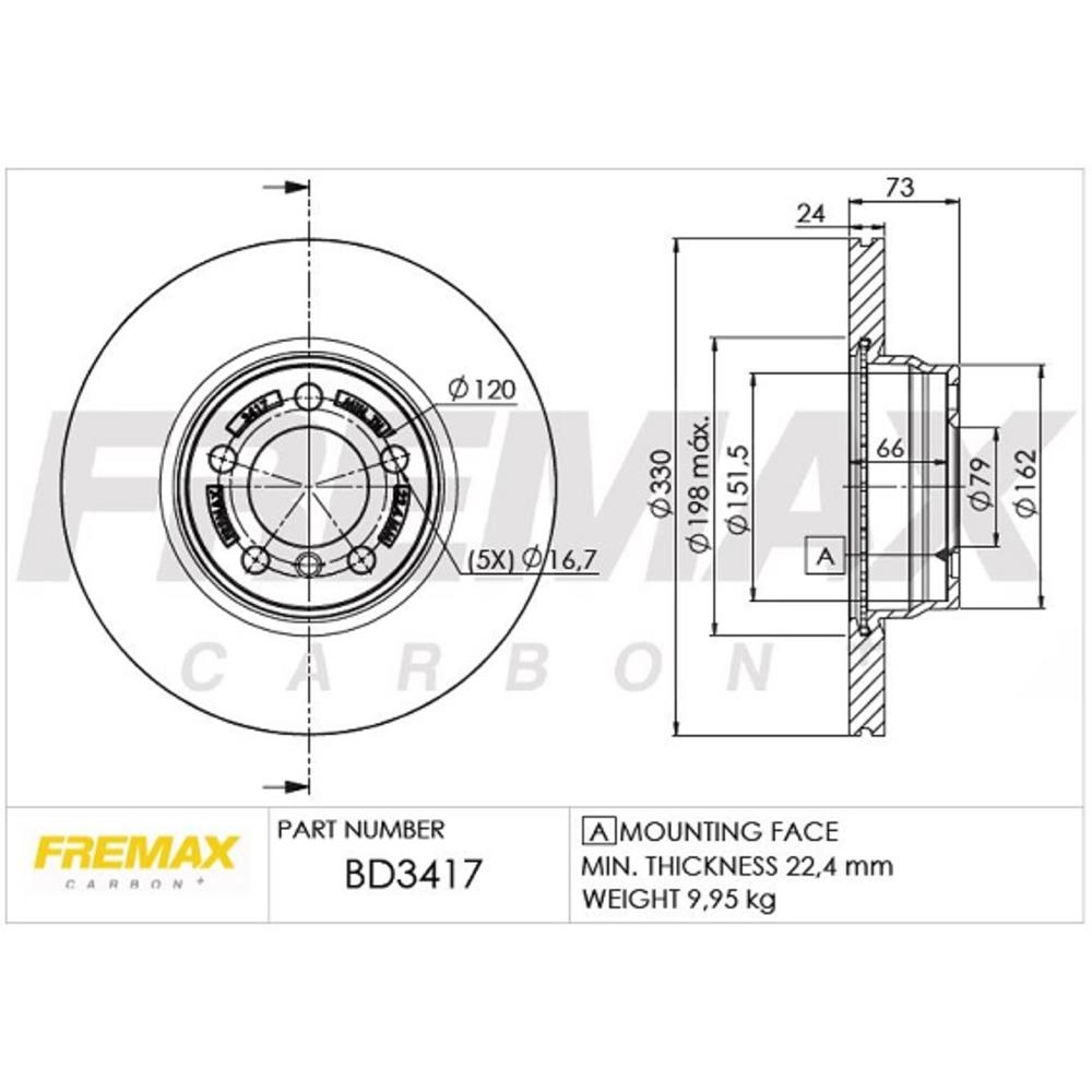 DISCO FREIO DIANTEIRO VENTILADO 330MM BMW SÉRIE 3 328I 4 428I 435I