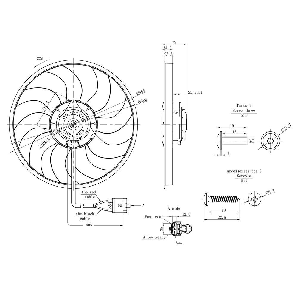 ELETROVENTILADOR - COBALT 1.4 12/ - ONIX 1.0/1.4 12/ SONIC 1.6 12/16 - SPIN 1.8  11/16 - TRACKER 1.8
