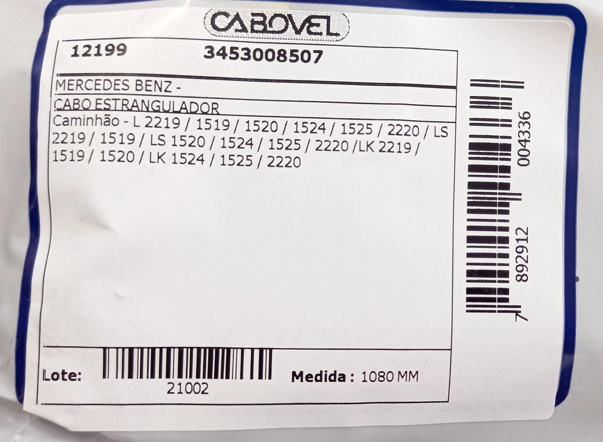 CABO ESTRANGULADOR 1080MM MB L 2219/1519/1520/1524/1525/2220/LS