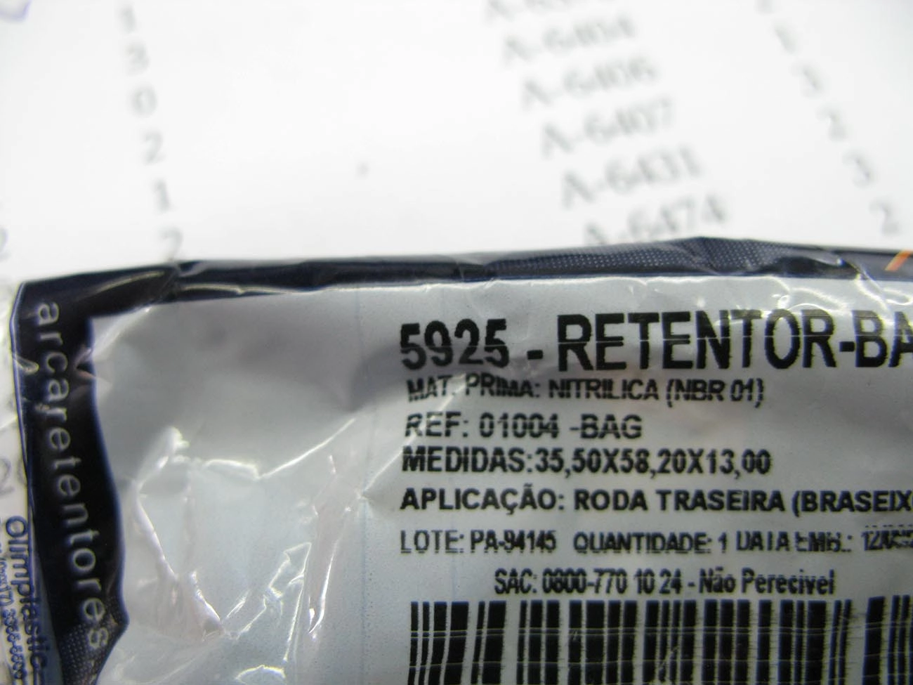 RETENTOR CUBO RODA TRASEIRO BRASEIXOS 35,50X58,20X13,00MM TRASEIRA GM OPALA/CARAVAN 1969/ 35,50X58,20X13MM