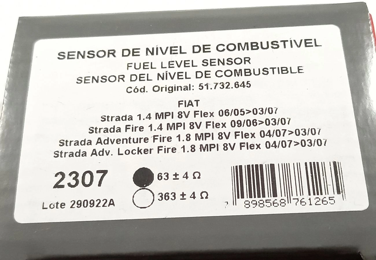SENSOR/BOIA DE NÍVEL COMBUSTÍVEL FIAT STRADA 1.4/1.8 2004/2007