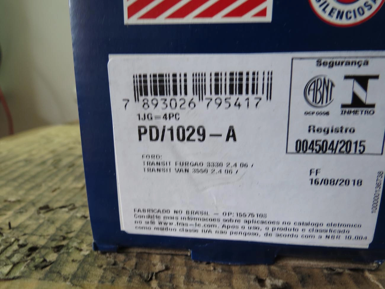 PASTILHA DE FREIO TRASEIRA FORD TRANSIT 2008/2019 - COM ALARME