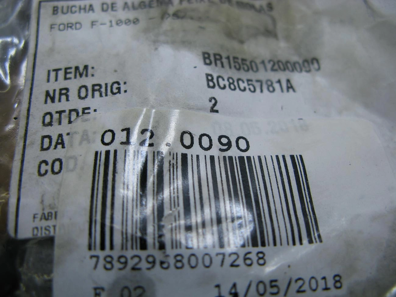 BUCHA JUMELO FEIXE MOLAS TRASEIRO 14,50X69,30X28,50MM MOLA TRASEIRA FORD F-1000/F-4000 75/ GM A-10/A-20/C-10/C-20/D-20 /92 14,5X69,3X28,5MM