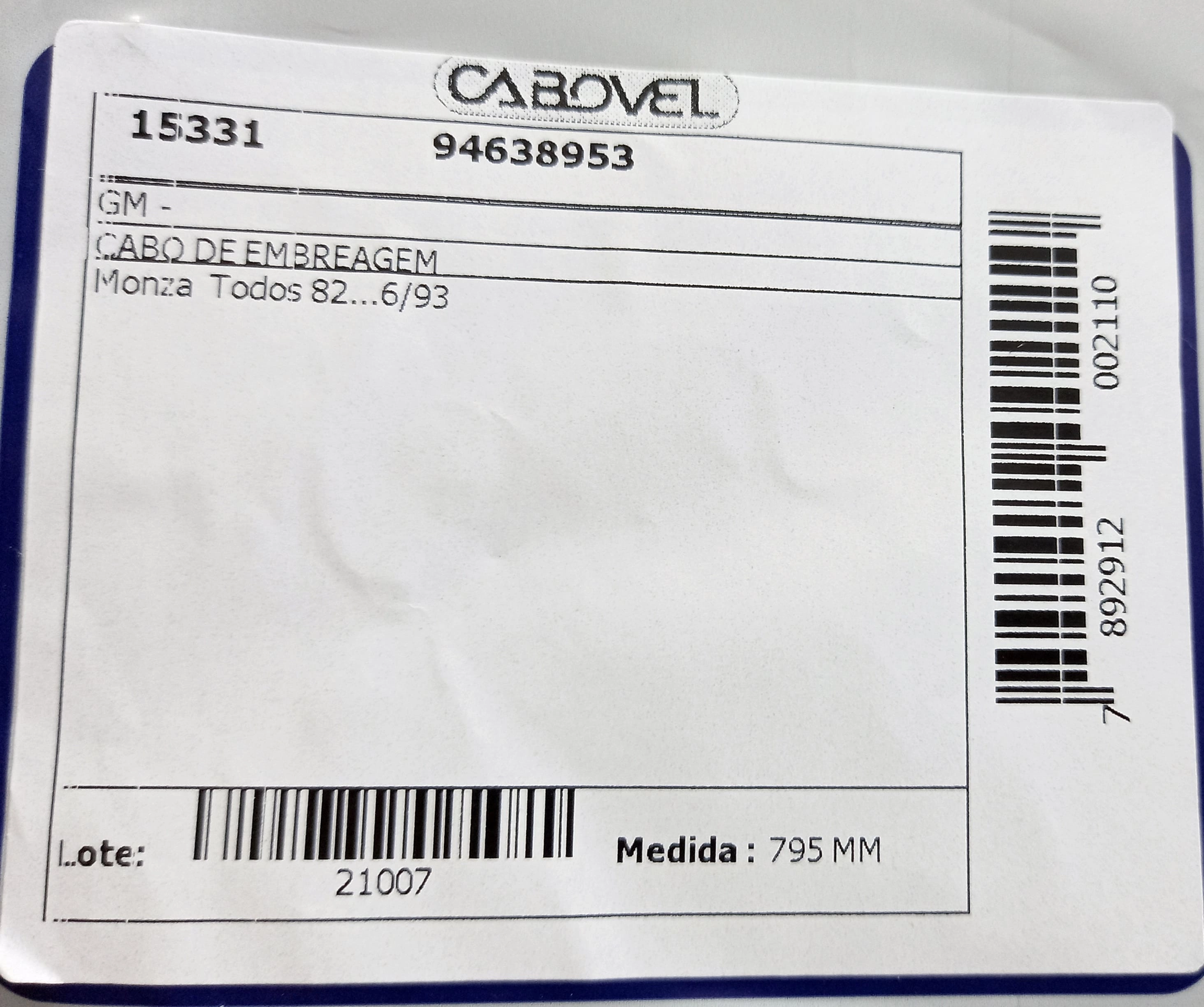 CABO EMBREAGEM GM MONZA - TODOS 82/06.93 795