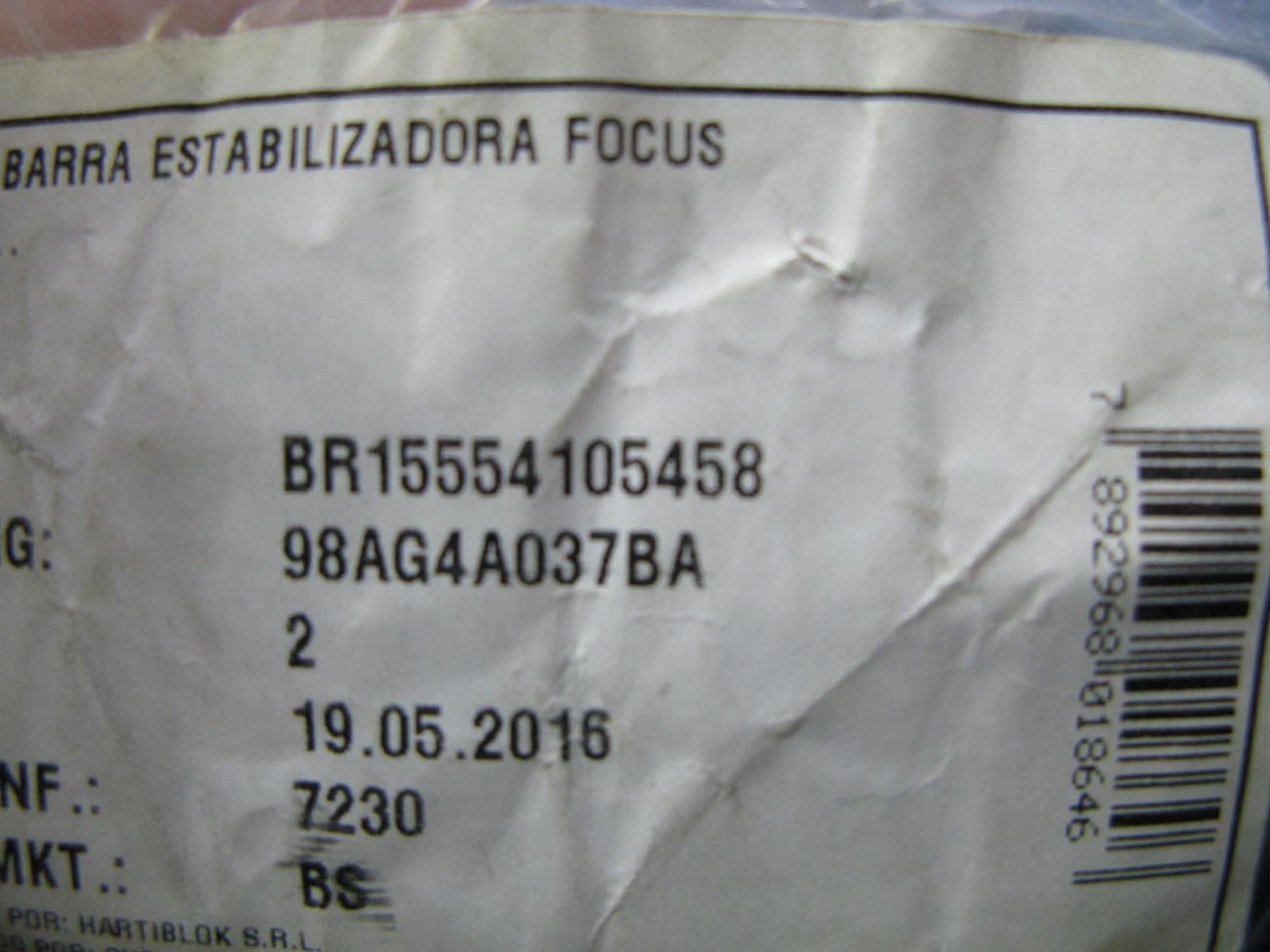 BUCHA DO ESTABILIZADOR TRASEIRO FORD FOCUS 2000/2008