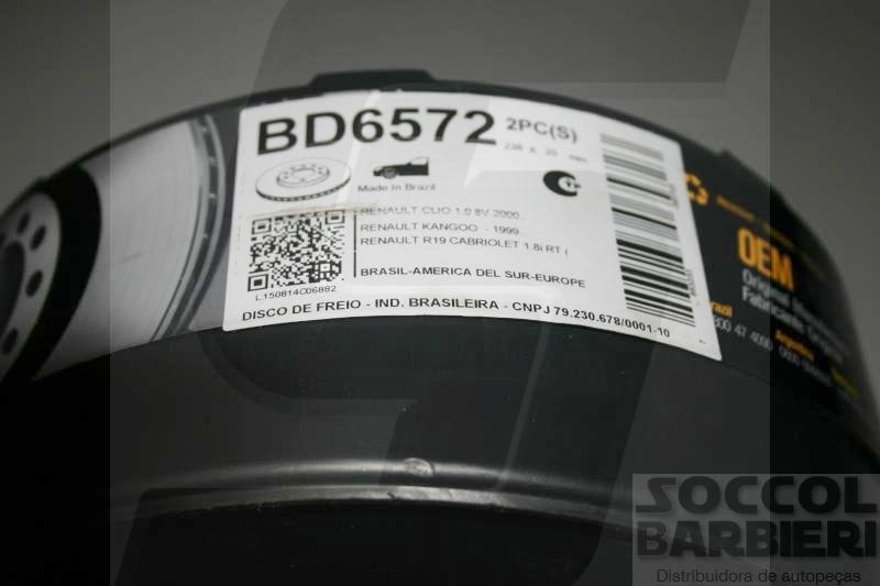 DISCO FREIO DIANTEIRO VENTILADO 238MM RENAULT CLIO 1.0 8/16V 00/ KANGOO 97/01 SYMBOL 1.6 8V 09/