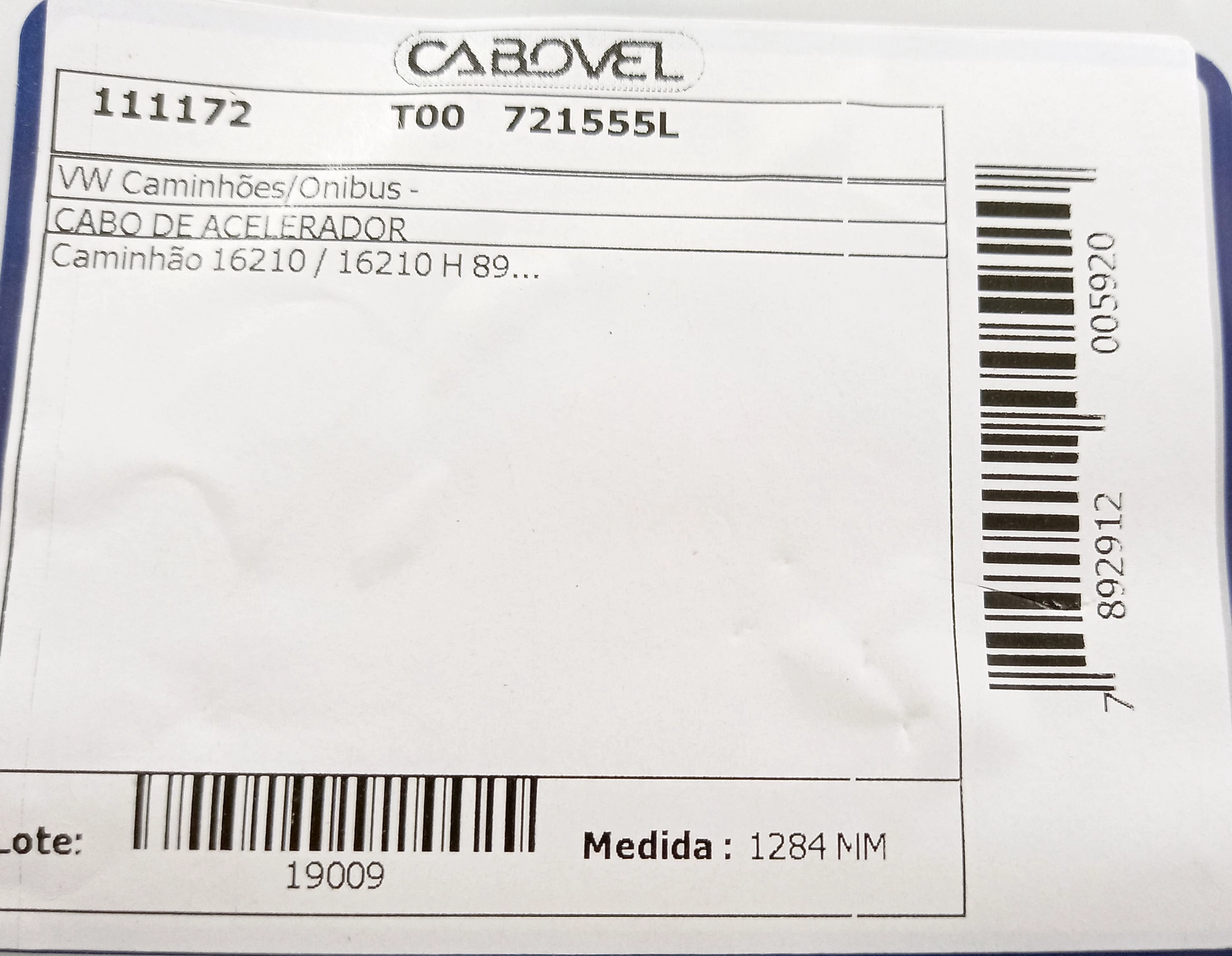CABO ACELERADOR VW 16.210/16.210 H 89/ 1284MM