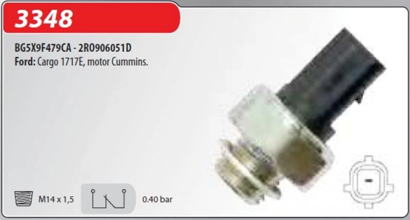 INTERRUPTOR PRESSÃO DO ÓLEO FORD CARGO 1317/1517/2622/2428 05/11 - VW 8-150/9/150/15-170 - CUMMINS
