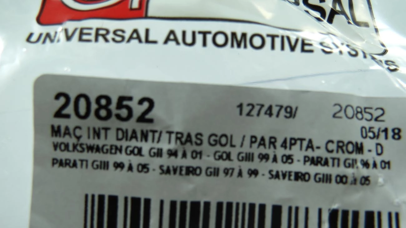 MACANETA INTERNA VW GOL/PARATI/SAVEIRO 4 PORTAS GII/GIII - CROMADA DIREITA