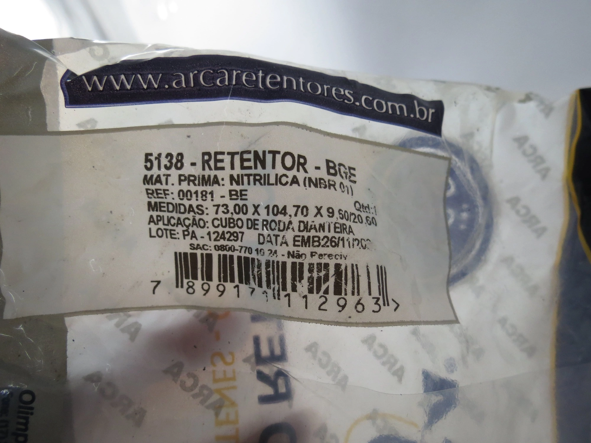 RETENTOR CUBO RODA DIANTEIRO 73,00X104,70X9,60X20,60MM DIANTEIRA GM A/C/D-60 80/ D-70/80 D-11000/22000