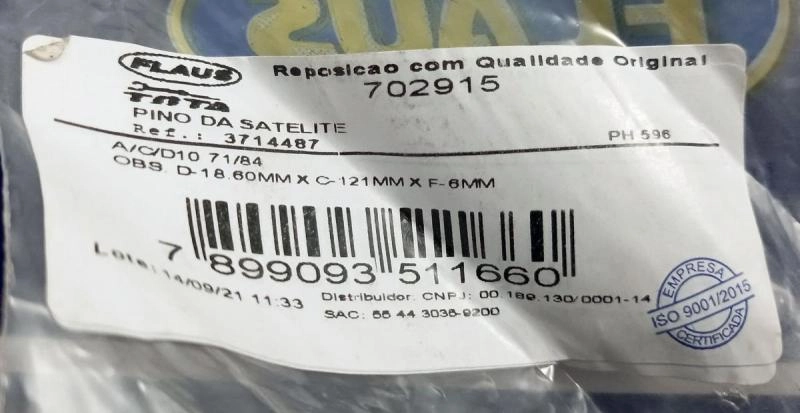 EIXO SATELITE DO DIFERENCIAL - GM C-10/D-10/A-10 - BRASEIXOS - 71/84 - DODGE D-100