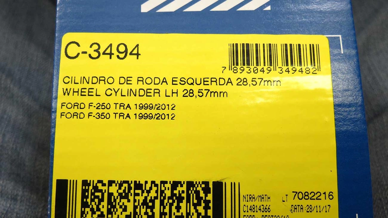 CILINDRO RODA FREIO TRASEIRO LADO ESQUERDO TRASEIRA ESQUERDA FORD F-250/350 99/ 1-1/8 F-4000 28,57MM