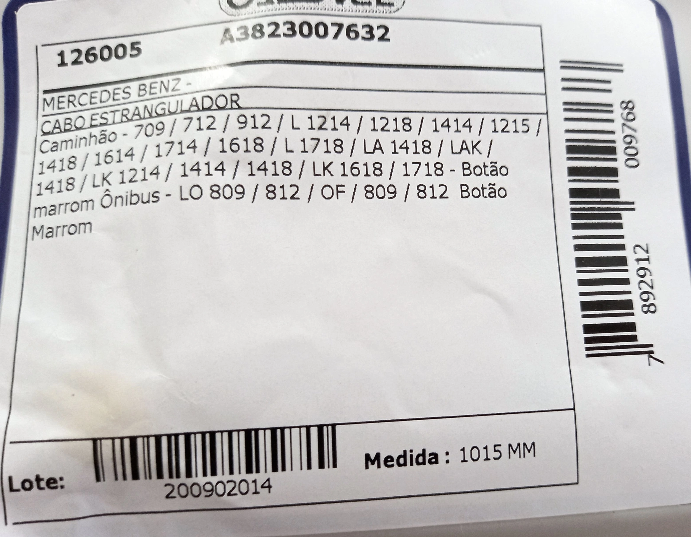 CABO ESTRANGULADOR MB L 1214/1218/1414/1215/1418/1614/1714/1618/1718/2418 1015MM MARROM