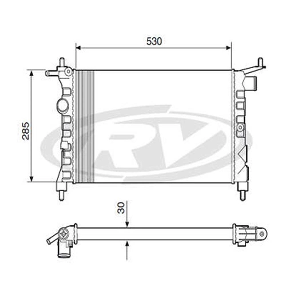 RADIADOR ÁGUA MOTOR CONSTRUÇÃO EXPANDIDO SEM AR CONDICIONADO 530X285X30MM GM CORSA 1.0/1.4/1.6 94/02 CLASSIC 530X285X30