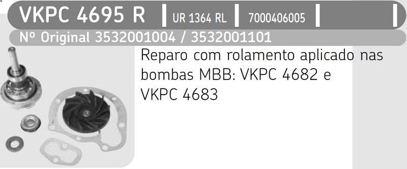 REPARO BOMBA ÁGUA AGUA MB 1114/1118/1214/1218/1313/1318/1414/1418/1518/1621