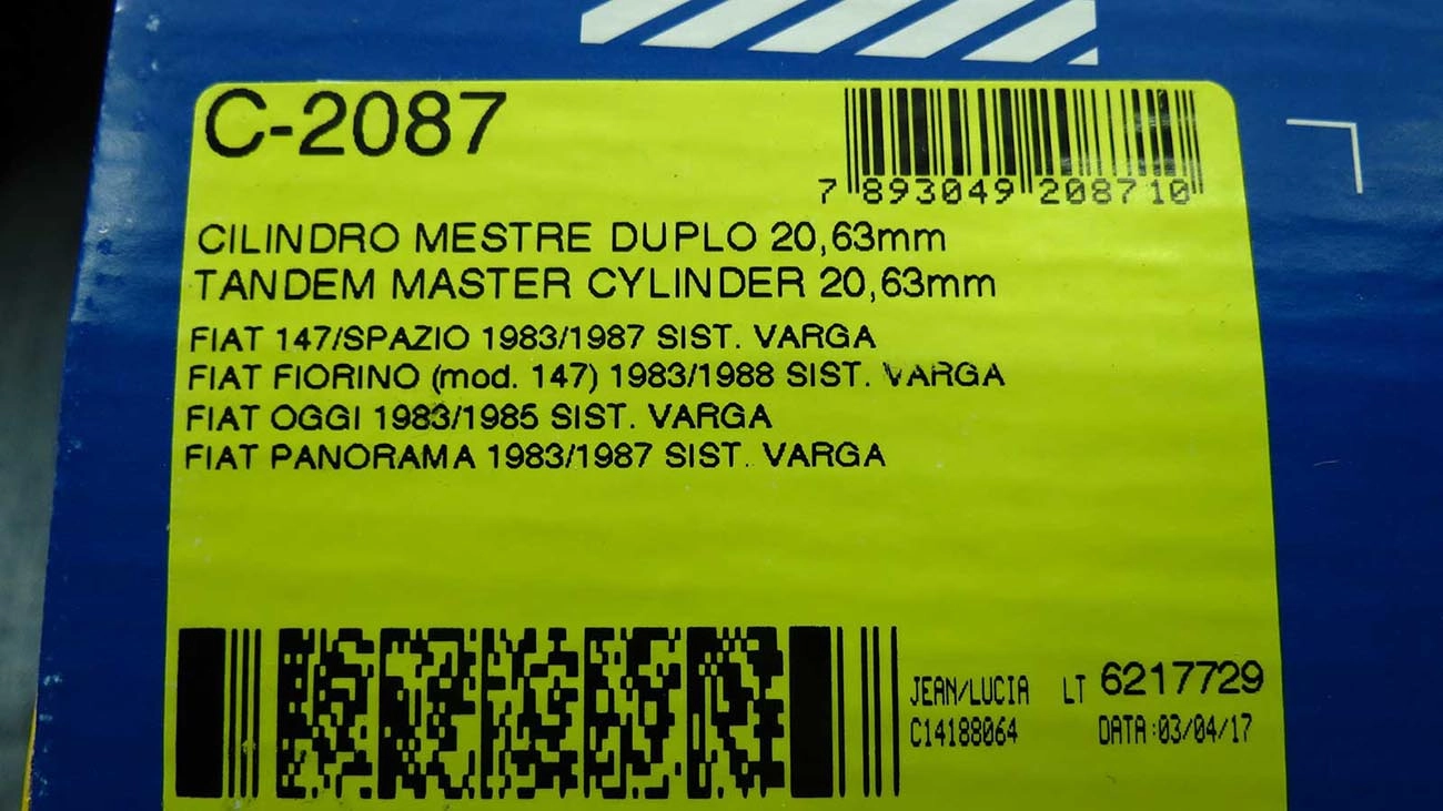 CILINDRO MESTRE FREIO DUPLO 20.63MM FIAT 147/OGGI/PANORAMA/FIORINO 83/87 13/16