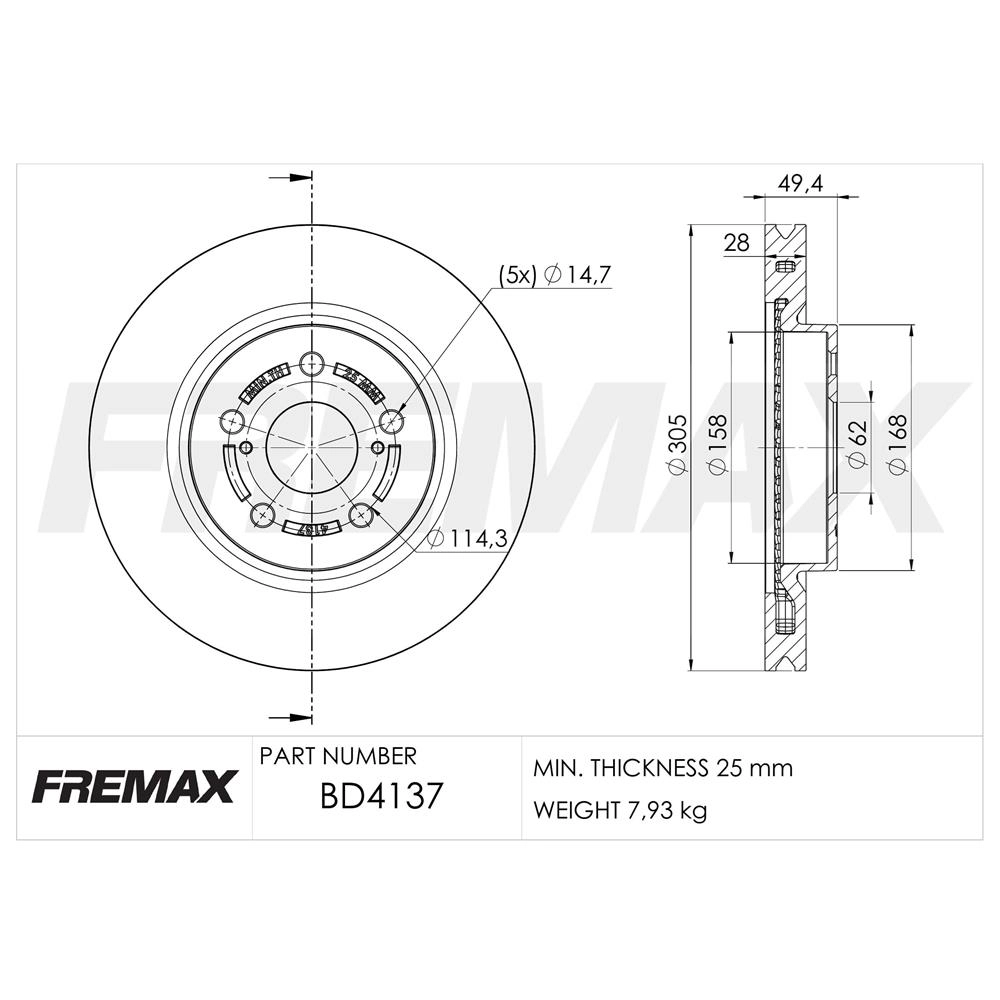 DISCO FREIO DIANTEIRO VENTILADO 305MM TOYOTA COROLLA CROSS 1.8/2.0 2021/2022